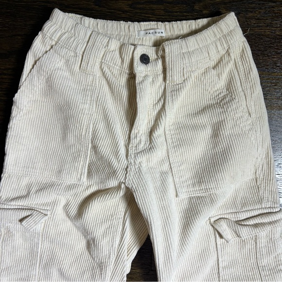 PacSun Off White Corduroy Cargo Elastic Waist Pants - Picture 3 of 11